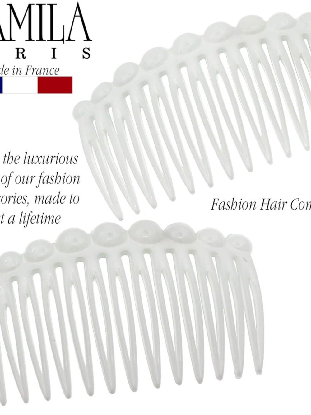 Paris /2 French Hair Side Comb Small Rounded, White French Twist Hair Combs Deco - Picture 5 of 8